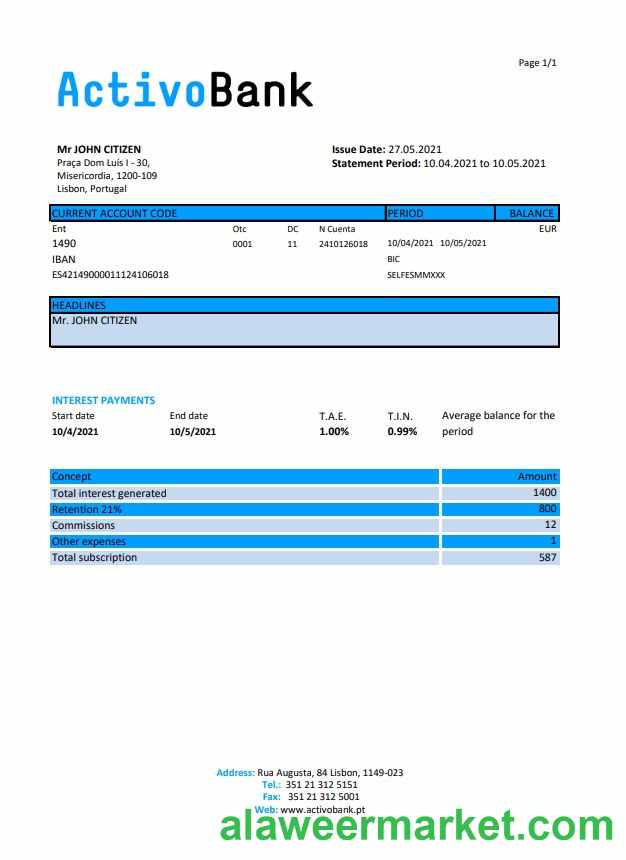 Portugal Activobank S.A. excel pdf